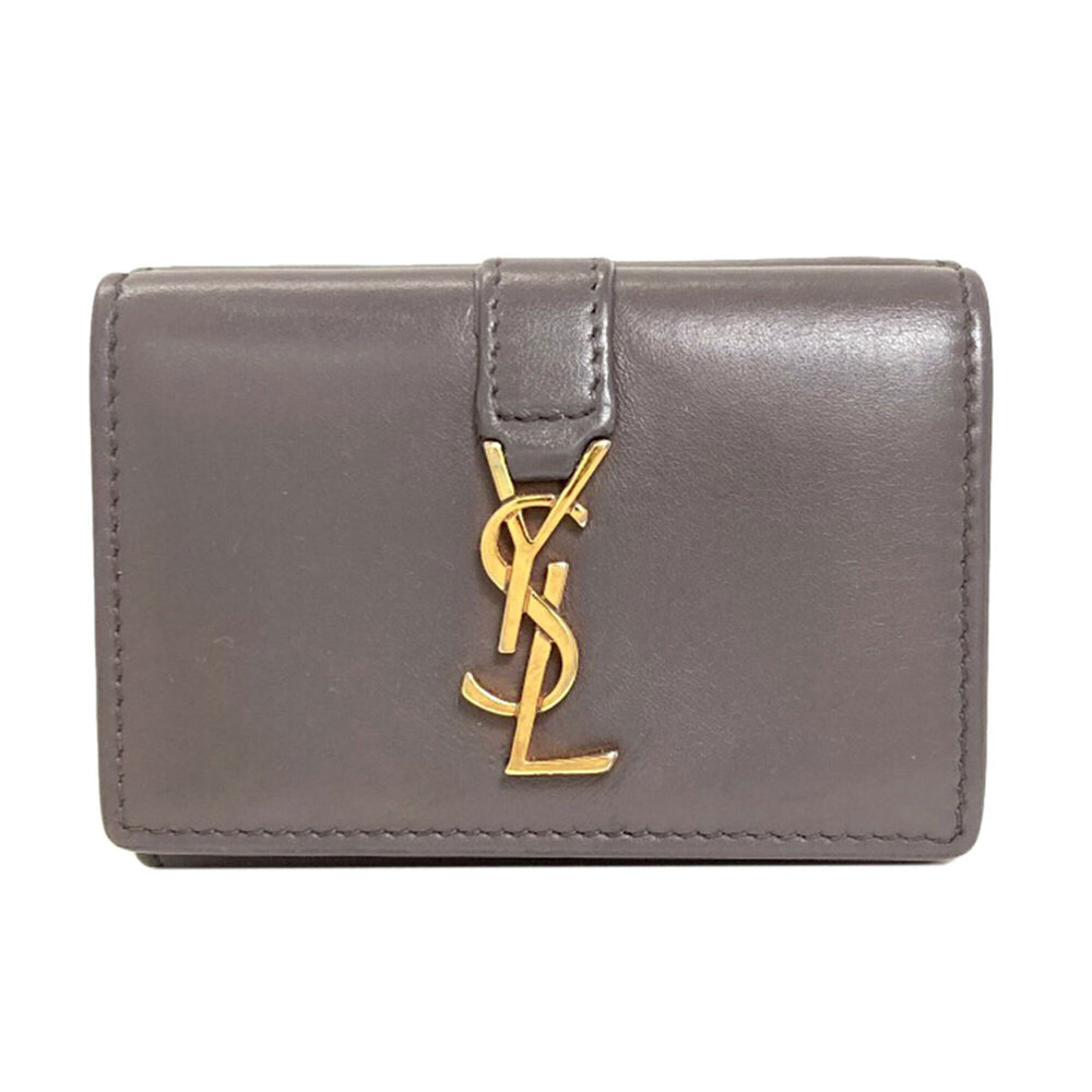 Yves Saint Laurent Cassandra Compact Wallet Tri-fold Calfskin Women's YVES SA...